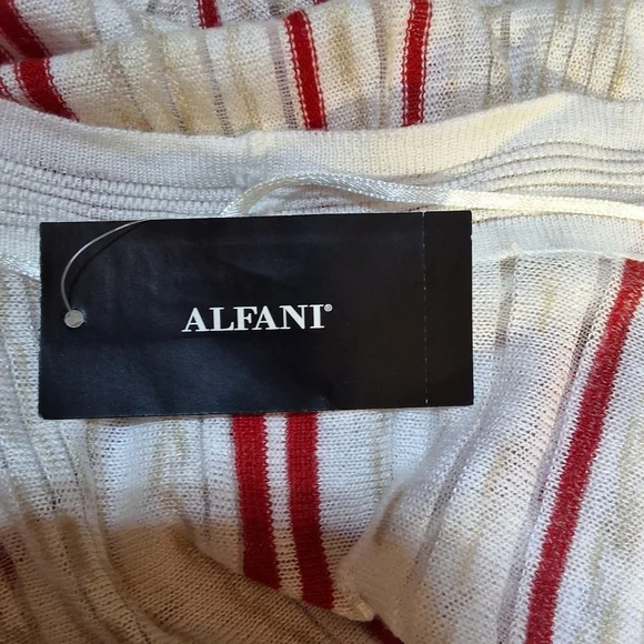 NWT ALFANI IVORY STRIPE LONG SLEEVE OPEN CARDIGAN TOP - Picture 8 of 11
